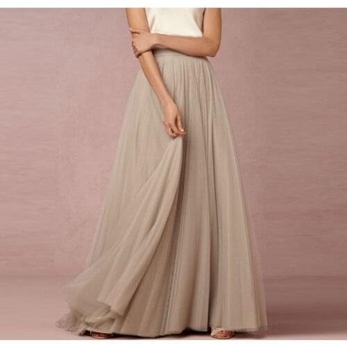 2017 Elegant Soft Tulle Long Skirts Womens High Waist Floor Length Vintage Maxi Skirt Custom Made Bridesmaid Bridal Tutu Skirt