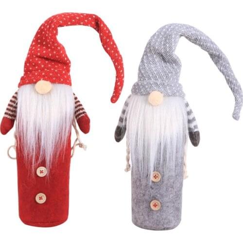 2020 Christmas Wine Bottle Dust Cover Faceless Doll Champagne Gift Bag Santa Cluas Wine Bottle Set New Year Christmas Decoration