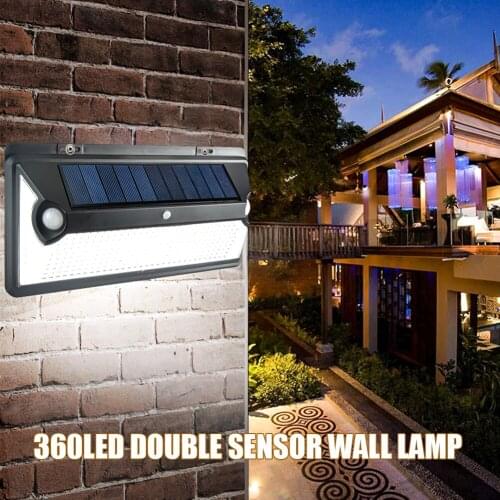 360/720 LED Outdoor Solar Light Sunlight Waterproof Street Exterior Wall Lamp PIR Motion Sensor Night Security Garden Lighting