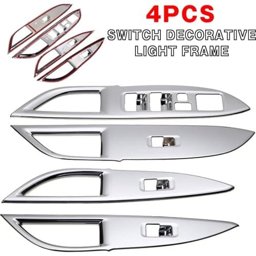 4pcs Silver Chrome Plated ABS Car Door Window Switch Cover Adhesive Trim Cover for Mitsubishi Outlander 2014-2018