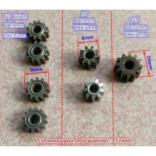 5pcs/lot, Hole diameter 3.17mm 550motor gear, 9T 12T for electric dril , screwdriver motor