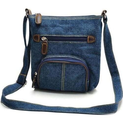 5PCS / LOT Women Handbag Messenger Crossbody Hobo Denim Shoulder Bags Tote Purse Satchel Bag Light blue/Blue