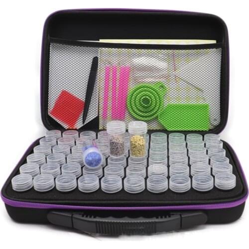 60 Bottles 5d Diamond Painting Accessories tools Storage Box Carry Case Diamant Painting Container Bag(With 24 Pcs Tool)