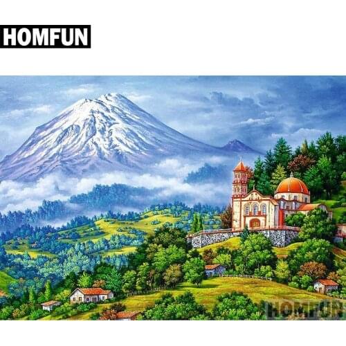 HOMFUN Full Square/Round Drill 5D DIY Diamond Painting "Castle scenery" Embroidery Cross Stitch 5D Home Decor Gift A04075