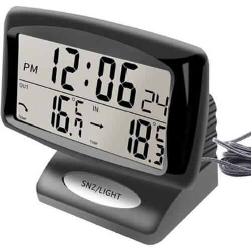 Car Thermometer Digital Hygrometer Weather Station Alarm Clock LCD Display Car Thermometer Auto Vehicle Temperature Gauge