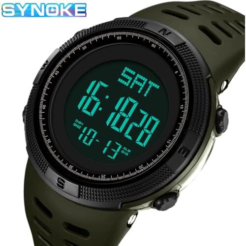 SYNOKE Military Sports Watch Mens Multifunction Watches Alarm Clock 50M Waterproof Digital Watch Student reloj hombre 1251