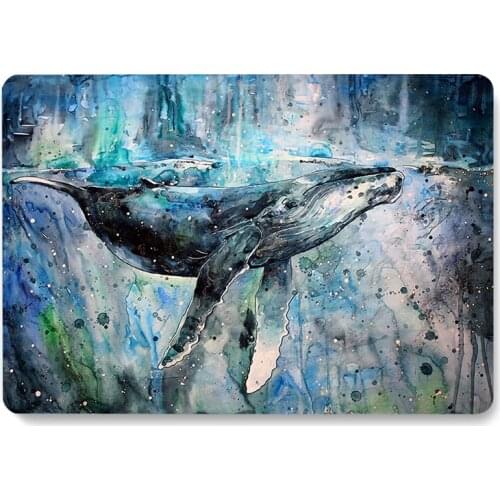 Watercolor Whale Fish Painting Pattern Laptop Case For MacBook Retina Air 11.6 12 13.3 New Pro 15.4 16 inch Cover shell