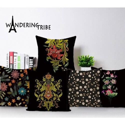 Flower Bird Decorative Throw Pillow Case Plant Colorful Cover for Cushions Pillows 45 X 45 Cm Home Living Room Sofa Cushion Case