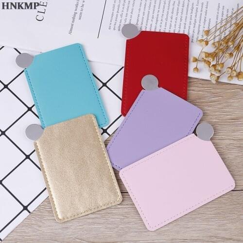 GU146 1PCS Portable Travel Fashion Stainless Steel Cosmetic Mirror Shatter-proof Makeup Mirror With Carry Sleeve Birthday Gift