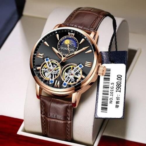 Guanqin 2020 new watch male tourbillon mechanical watch automatic hollow trend big dial brand mens watch