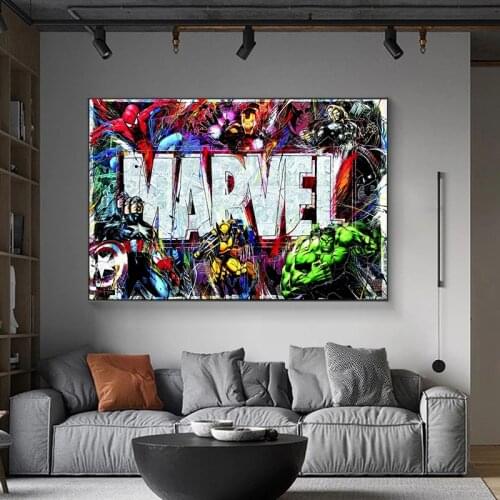 Marvel Logo Superhero Canvas Painting Wolverine Spider Man Posters and Prints Comic Character Wall Art Pictures for Home Decor