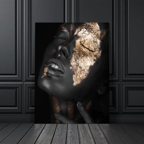 Black Gold Nude African Art Woman Oil Painting on Canvas Cuadros Posters and Prints Scandinavian Wall Pictures for Living Room