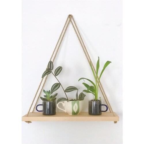 Wire rope Shelf Bookcase Natural pine tree and jute halattan Bookcase 9cm X 33 cm