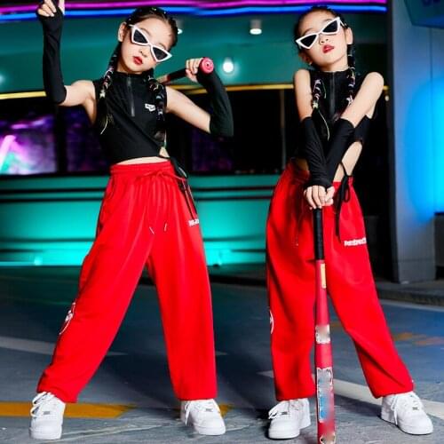 New Jazz Dance Costumes Fashion Black Tops Cargo Pants Hiphop Dancers Outfits Rave Clothes Ballroom Hip Hop Dance Wear DN9445