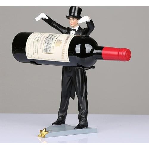Creative Home Decor Magical Wine Holder Magician Figurine Wine Rack Table Ornament Resin Handmade Colored European Wine Rack