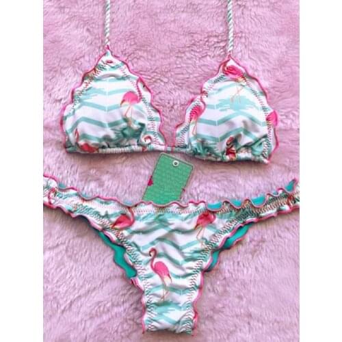 New Flamingo Bikini Pineapple Swimwear Brazilian Bikini 2018 Sexy Women Printed Swimsuits Push Up Monokini Bandage Beachwear