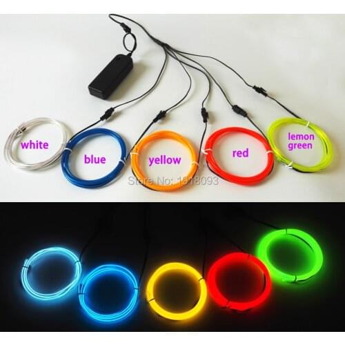 Hot 3.2mm 1M 5pieces 10color Select Dazzling el wire rope tube neon Led thread LED Strip For DIY Modelling Decoration
