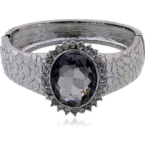 HAHA&TOTO Fashion Womens Gold Plated Inlaid CZ Diamonds Cuff Bracelet Statement Bangle for Party Wedding Pulseira