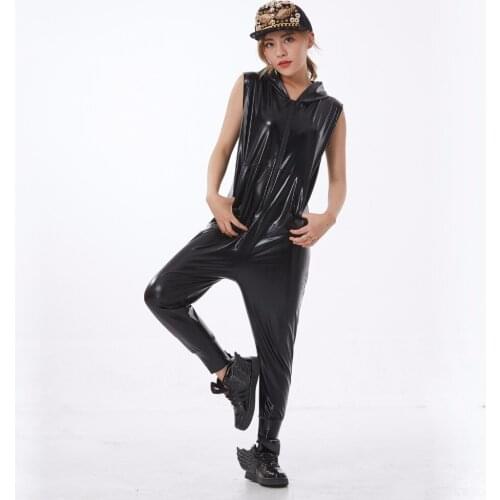 New fashion Hip Hop Dance Costumes performance wear European loose black bright color jazz jumpsuit Camouflage one piece Pants