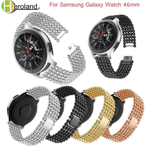 New Bead Style Bracelet Watchband Luxury strap Stainless Steel Replacement For Samsung Galaxy Watch 46mm band smart wirst black