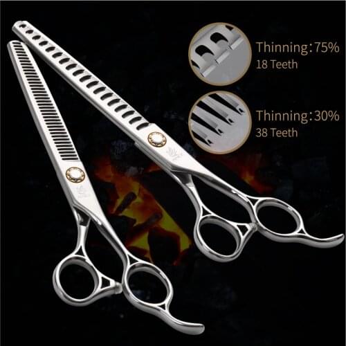 Fenice Japan 440C 6.5 inch 7 inch pet dog grooming scissors pet scissors thinning shears for dogs thinning rate 30-75