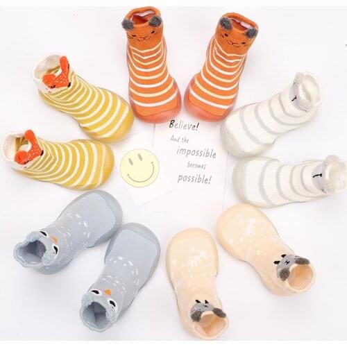 Baby Toddler Shoes Non-Slip Animal Fox Owl Floor Anti-Off Foot Floor Socks First Walker 5Size 5Color KeDing