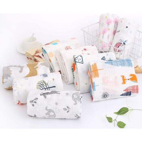 120X110cm Baby Blankets Newborn Diaper Muslin Swaddle Blanket 100% Cotton Gauze Blanket Receiving Swaddle Blanket Towel