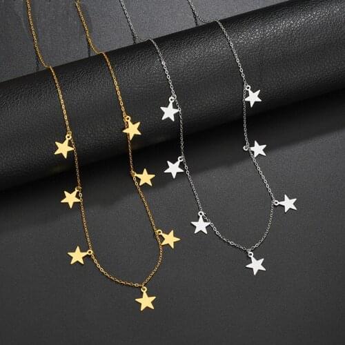 Stainless Steel Star Necklace for Women Pentagram Pattern Clavicle Chain 2020 New Style Chain Necklace Jewelry Wedding Gift
