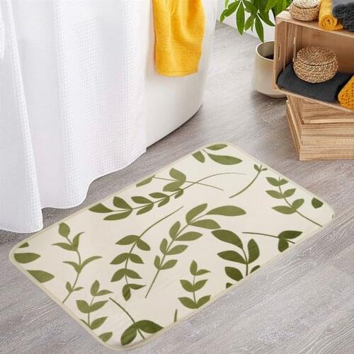Leaves Printed Rectangle Living Room Area Rugs Bathroom Anti-Slip Carpet Home Rugs Modern Carpet