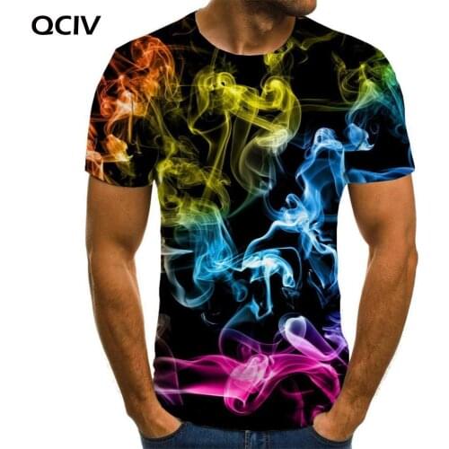 QCIV Smoke Cloud T-shirt Men Colorful Anime Clothes Harajuku Tshirt Printed Art T-shirts 3d Short Sleeve summer Cool Male Tops
