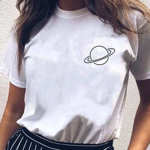 Pocket Saturn Shirt Tumblr Unisex Ufo T Star Space Summer Female T-Shirt Casual Short-Sleeve Tees Ulzzang Harajuku Women Tops