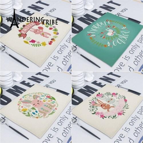 Cartoon Rabbit Dining Napkins Easter Linen Cloth Placemat Serving Table Napkin Kitchen Egg Tea Towels Serviette De Table Mariage