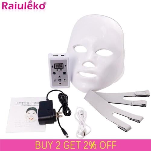 7 Colors Light LED Facial Mask With Neck Skin Rejuvenation Face Care Treatment Beauty Anti Acne Therapy Whitening Led Spa Mask
