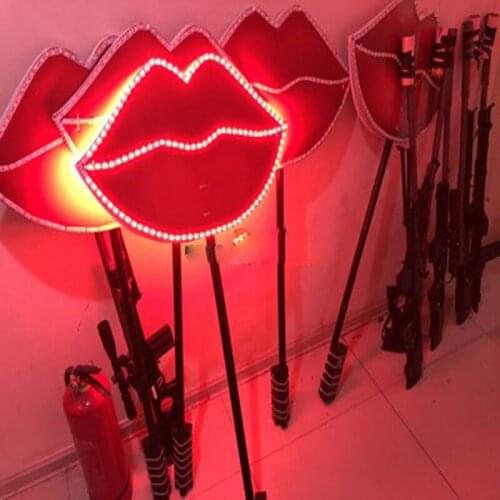 LED light lips lumious lip bar Valentines Day props party red New Year event nightclub hand placard