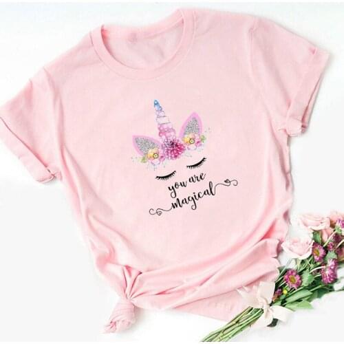 T shirt femme The Birthday Princess Unicorn birthday girl women tshirt Humor, Korean style clothes 90s coffee powder, tops