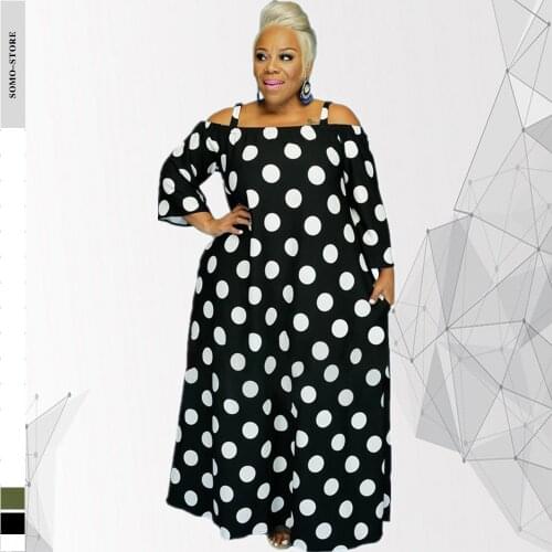 Plus Size Dresses for Women 5xl Fall Polka Dot Camouflage Printing Condole Belt Slash Neck Dress Sets Wholesale Dropshipping