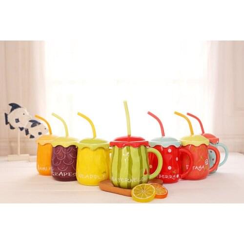 1PC 3D Fruit Ceramic Mug 500ml,Novelty Birthday Gifts Mugs Office coffee cup Drinkware,Cute Cartoon Coffee Milk Tea Cup NQ 006