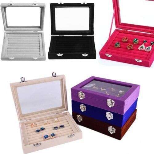 1Pc Double Buckle Jewelry Box Storage Case, Transparent Cover Rings Earrings Pendant Boxes Container, Jewelry Display Stand