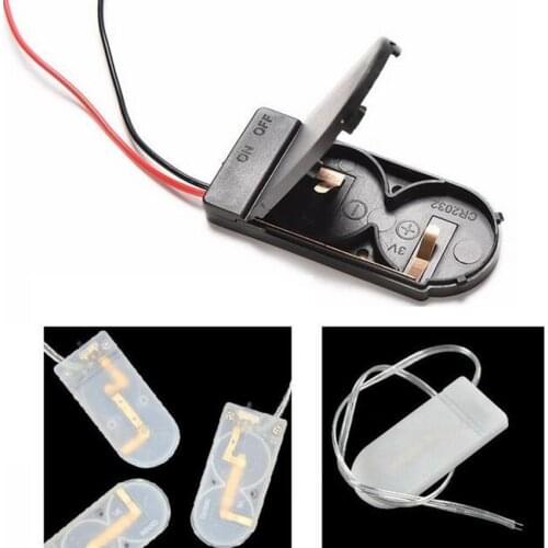 1pc Hold 2x CR2032 Button Coin Cell Battery Holder Case Storage Black Box 6V Wire Lead ON/OFF Switch