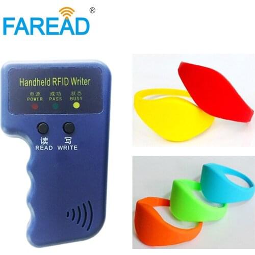 1pc writer copier + x100pcs Free shipping 125khz TK4100 RFID Wristband For supermarket, amusement park, theme park