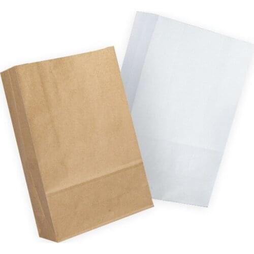 Kraft Paper Gift Bags Biscuit Candy Packaging Food Cookie Bread Snacks Baking Takeaway Bags White/Brown Food Storage Bag 100pcs