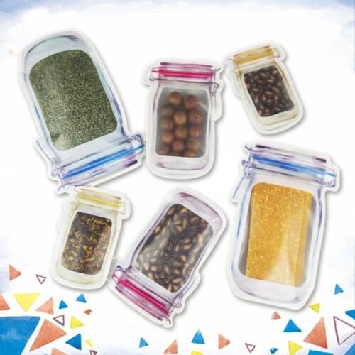 2pcs Reusable Mason Jar Bottles Bags Nuts Candy Cookies Bag Waterproof Seal Fresh Food Storage Bag Snacks Sandwich Zip Lock Bags