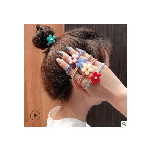 300pcs/lot DIY Multi ABS Double-deck Hair Rings Cartoon Flower Bowknot Rubber Bands Styling Tools Accessories HA606