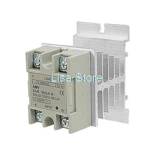 4-32VDC /75-480VAC 10A SSR Solid State Relay w Aluminum Heat Sink