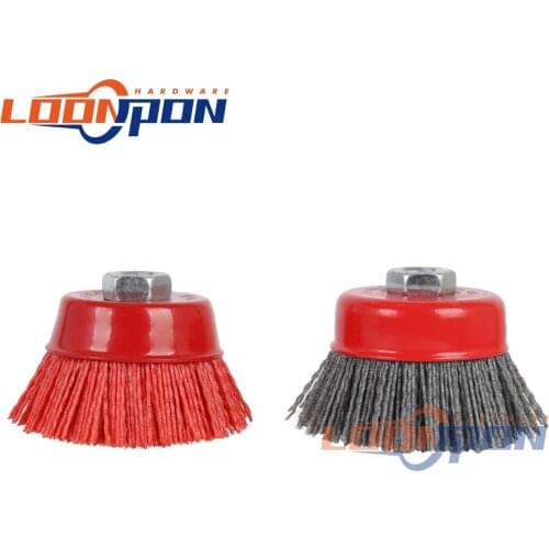 4" Cup Nylon Abrasive Brush Wheel M14 X 3inch P80 Pile Polymer-abrasive For Angle Grinder Tool 80/120
