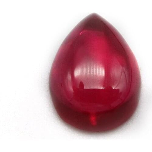 5# Red Stone Free Shipping 3x5mm~10x12mm Pear Cabochon Flat Back Synthetic Corundum Gemstone For Jewelry