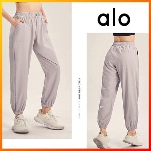 Alo Yoga Spring Summer Womens Loose Trousers Three-color Breathable Polyester Fashion Sports Pants Leisure Fitness Running 6219