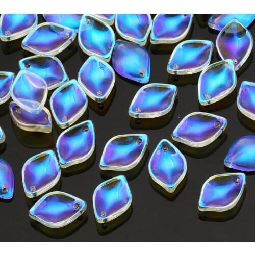 50pcs White Transparent Petal Spacer Beads 10x15mm Loose Glass Beads For Jewelry Making Diy Necklace Bracelet Accessories