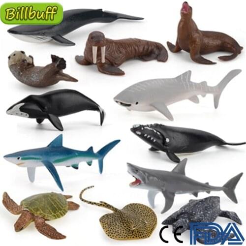 New 12Pcs Simulation Ocean Animal Simulation Figure Blue Whale Walrus Educational Toy for Children Toy Figure Collection Gift