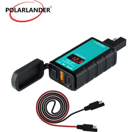 Square Single USB Fast Charge 6-30V Black and Red DC12-24V ZH-1422B2 Dual USB Waterproof IP66 SAE Interface 20W